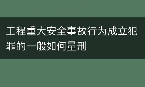 工程重大安全事故行为成立犯罪的一般如何量刑