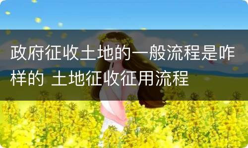 政府征收土地的一般流程是咋样的 土地征收征用流程