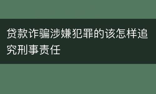 贷款诈骗涉嫌犯罪的该怎样追究刑事责任