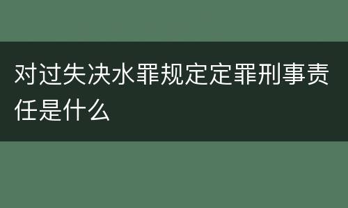 对过失决水罪规定定罪刑事责任是什么