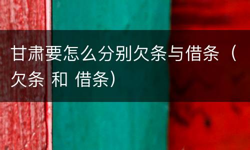 甘肃要怎么分别欠条与借条（欠条 和 借条）