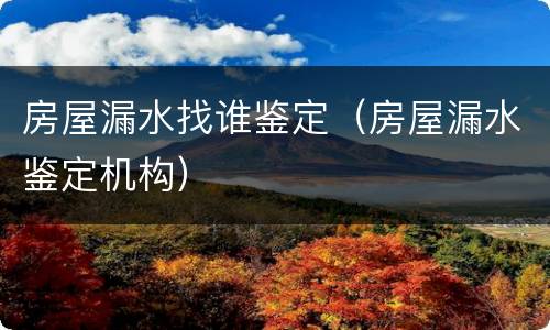 房屋漏水找谁鉴定（房屋漏水鉴定机构）