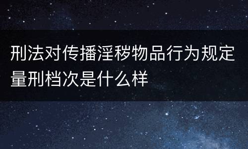 刑法对传播淫秽物品行为规定量刑档次是什么样