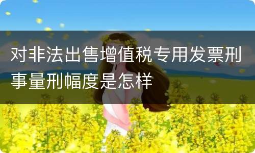 对非法出售增值税专用发票刑事量刑幅度是怎样