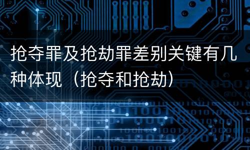 抢夺罪及抢劫罪差别关键有几种体现（抢夺和抢劫）