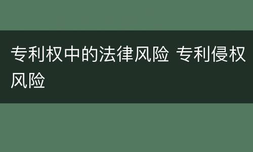 专利权中的法律风险 专利侵权风险