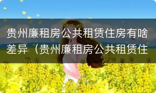 贵州廉租房公共租赁住房有啥差异（贵州廉租房公共租赁住房有啥差异吗）