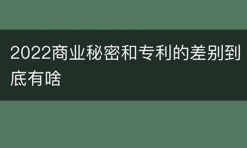 2022商业秘密和专利的差别到底有啥