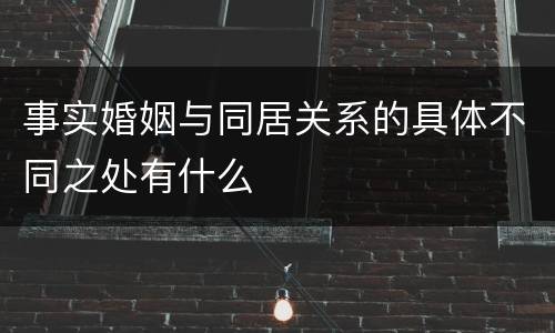 事实婚姻与同居关系的具体不同之处有什么