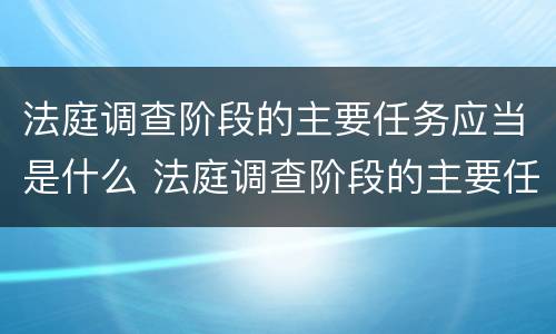 法庭调查阶段的主要任务应当是什么 法庭调查阶段的主要任务应当是什么意思