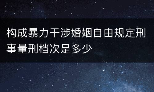 构成暴力干涉婚姻自由规定刑事量刑档次是多少