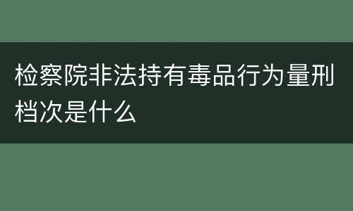 检察院非法持有毒品行为量刑档次是什么