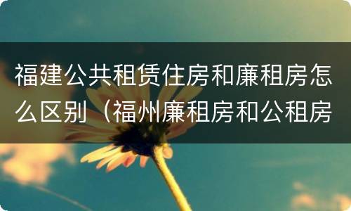 福建公共租赁住房和廉租房怎么区别（福州廉租房和公租房的区别）