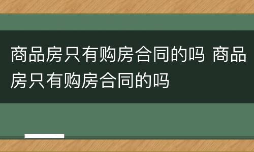 商品房只有购房合同的吗 商品房只有购房合同的吗