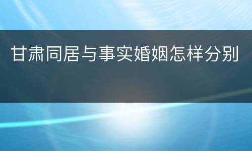 甘肃同居与事实婚姻怎样分别