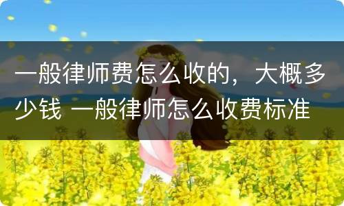 一般律师费怎么收的，大概多少钱 一般律师怎么收费标准