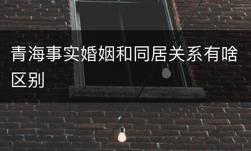 青海事实婚姻和同居关系有啥区别