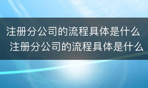 注册分公司的流程具体是什么 注册分公司的流程具体是什么意思