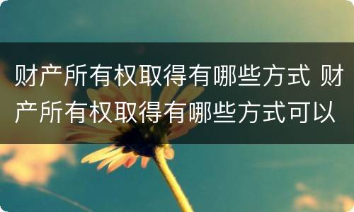 财产所有权取得有哪些方式 财产所有权取得有哪些方式可以分配