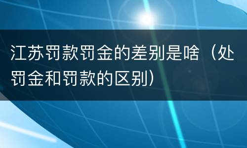 江苏罚款罚金的差别是啥（处罚金和罚款的区别）