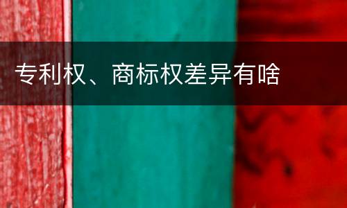 专利权、商标权差异有啥