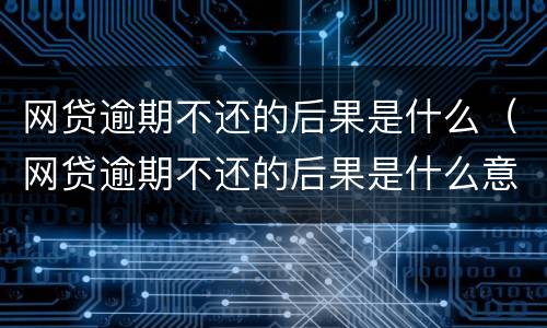 网贷逾期不还的后果是什么（网贷逾期不还的后果是什么意思）