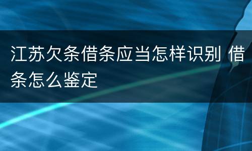 江苏欠条借条应当怎样识别 借条怎么鉴定