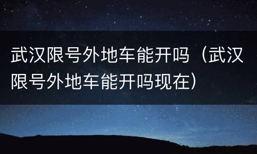武汉限号外地车能开吗（武汉限号外地车能开吗现在）