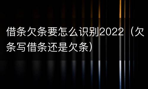 借条欠条要怎么识别2022（欠条写借条还是欠条）