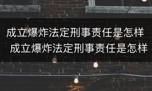 成立爆炸法定刑事责任是怎样 成立爆炸法定刑事责任是怎样的