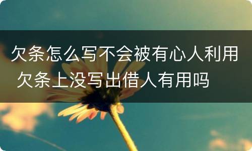 欠条怎么写不会被有心人利用 欠条上没写出借人有用吗