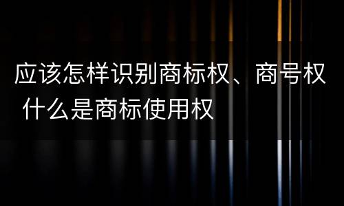 应该怎样识别商标权、商号权 什么是商标使用权