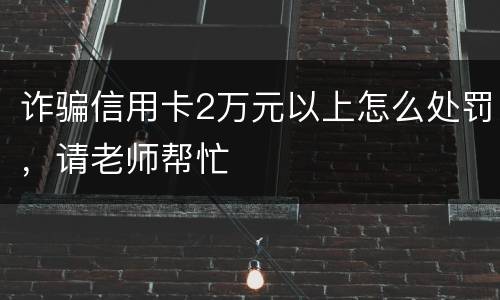 诈骗信用卡2万元以上怎么处罚，请老师帮忙
