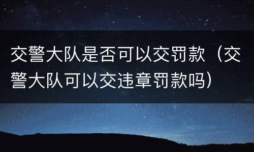 交警大队是否可以交罚款（交警大队可以交违章罚款吗）