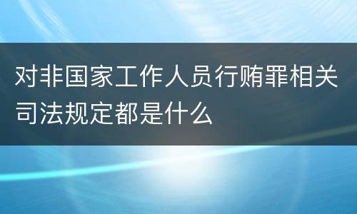对非国家工作人员行贿罪相关司法规定都是什么