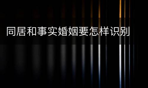 同居和事实婚姻要怎样识别
