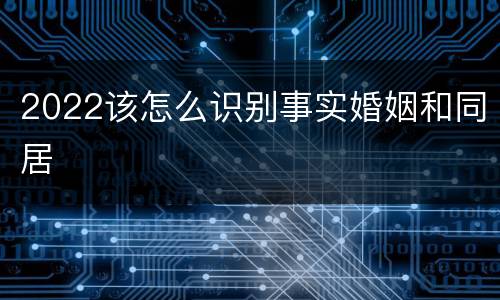 2022该怎么识别事实婚姻和同居