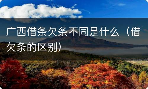 广西借条欠条不同是什么（借欠条的区别）