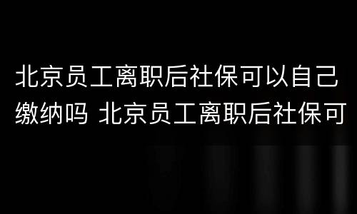 北京员工离职后社保可以自己缴纳吗 北京员工离职后社保可以自己缴纳吗多少钱