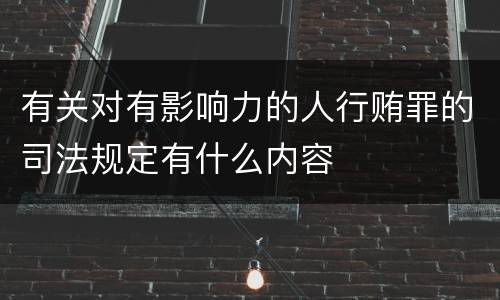 有关对有影响力的人行贿罪的司法规定有什么内容
