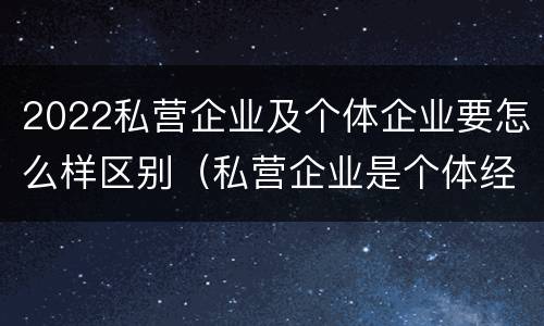 2022私营企业及个体企业要怎么样区别（私营企业是个体经营吗）