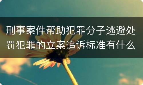 刑事案件帮助犯罪分子逃避处罚犯罪的立案追诉标准有什么规定