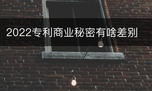 2022专利商业秘密有啥差别