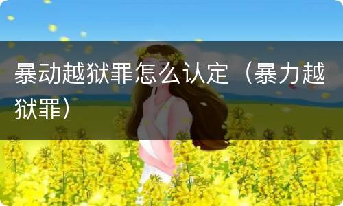 暴动越狱罪怎么认定（暴力越狱罪）