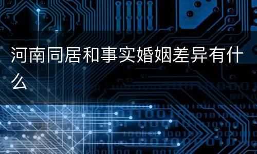 河南同居和事实婚姻差异有什么
