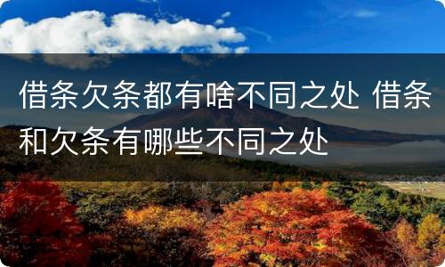 借条欠条都有啥不同之处 借条和欠条有哪些不同之处