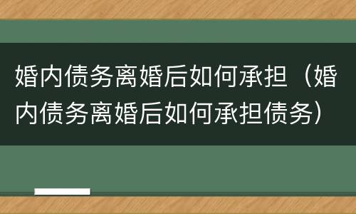 婚内债务离婚后如何承担（婚内债务离婚后如何承担债务）