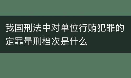 我国刑法中对单位行贿犯罪的定罪量刑档次是什么