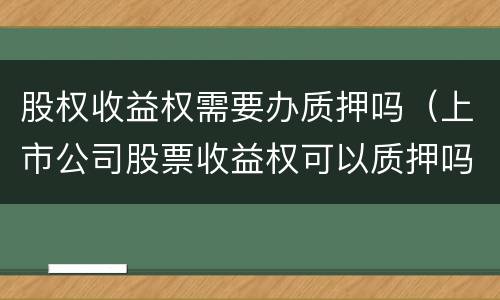 股权收益权需要办质押吗（上市公司股票收益权可以质押吗）