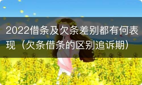 2022借条及欠条差别都有何表现（欠条借条的区别追诉期）